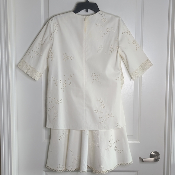 Stella McCartney Lace Eyelet Crew Neck Cotton Shift Mini Dress White 42 US 8 - Picture 8 of 17